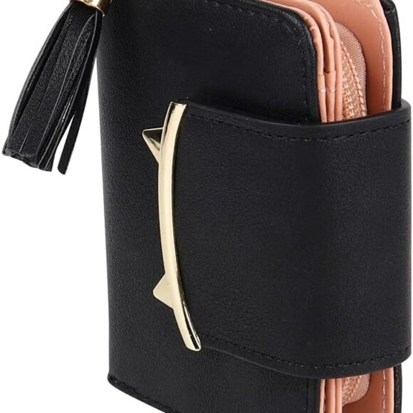 Small Black Wallet for Women Leather Cat Coin Purse Card Holder Gifts - Picture 5 of 7